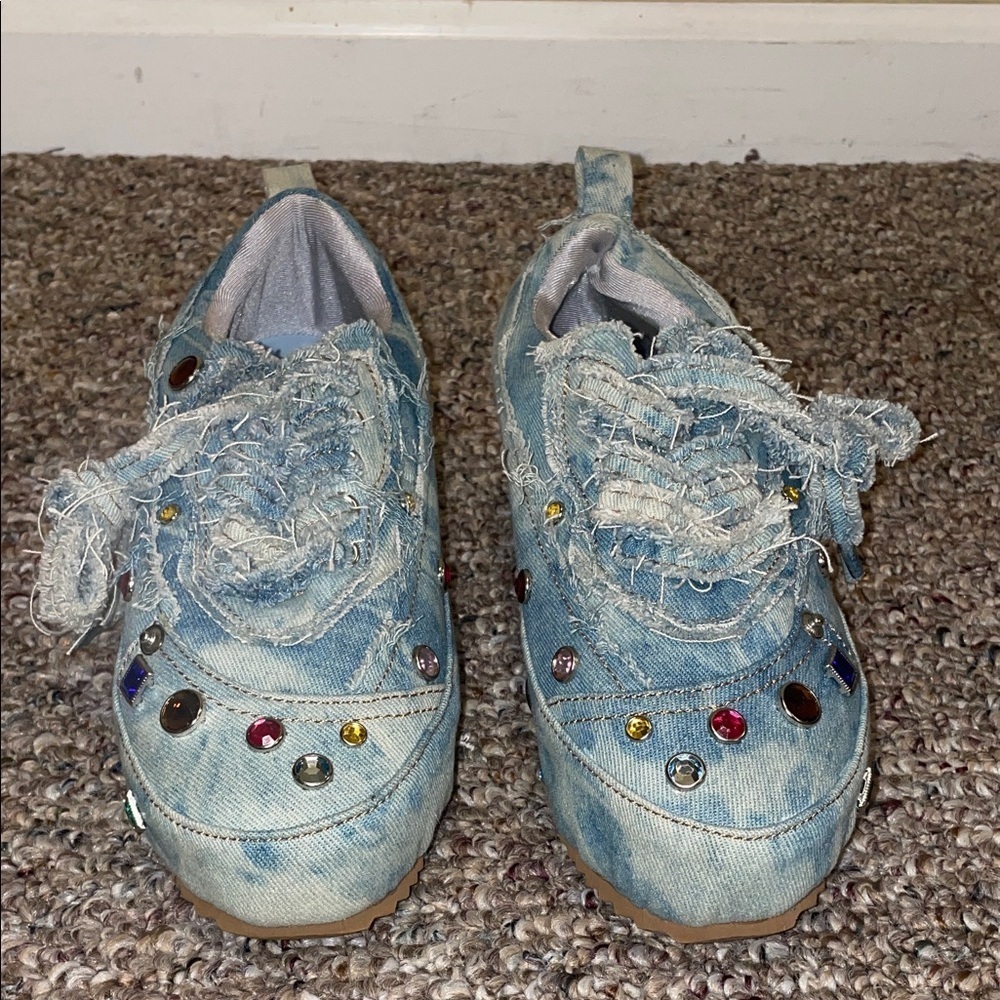 Womens Like New Azalea Wang Mai Denim Sneakers